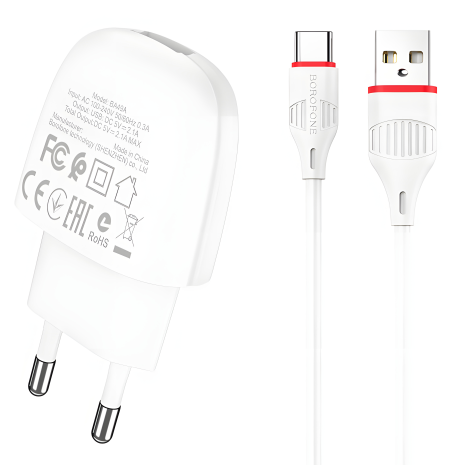 Зарядное устройство Borofone BA49A Type-C 2,1A White