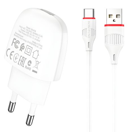 Зарядное устройство Borofone BA49A Type-C 2,1A White
