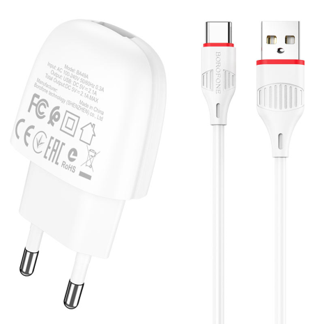 Зарядное устройство Borofone BA49A Type-C 2,1A White