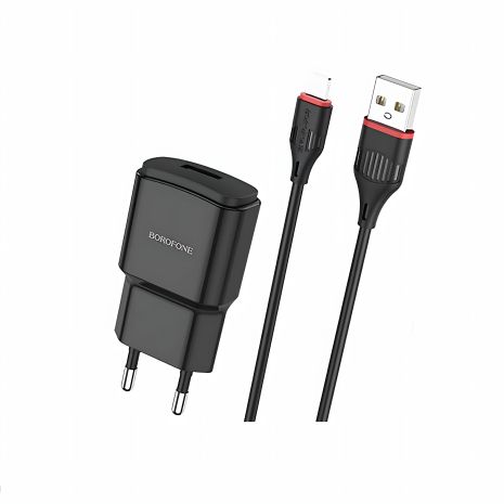 Зарядное устройство Borofone BA48A Lightning 2,1A Black Зарядное устройство Borofone BA48A Lightning 2,1A Black