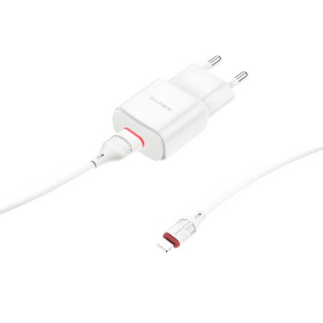 Borofone BA48A Lightning Зарядное устройство 2.1A Белое