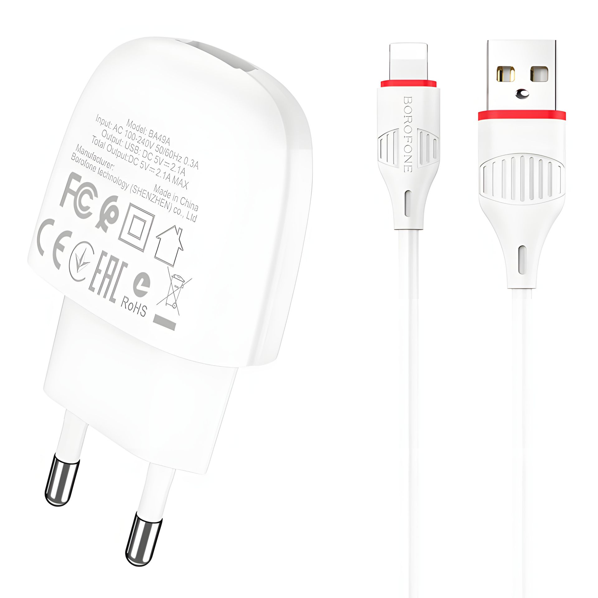 Зарядное устройство Borofone BA49A Lightning 2,1A White Зарядное устройство Borofone BA49A Lightning 2,1A White