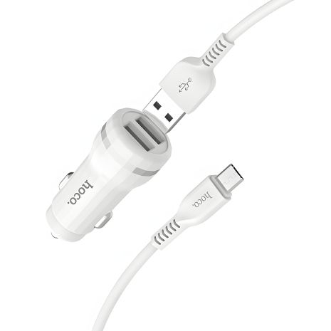 Авто Зарядка Hoco Z23 2USB Micro White