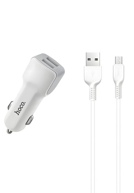 Автозарядка Hoco Z23 2 USB Lightning Белый