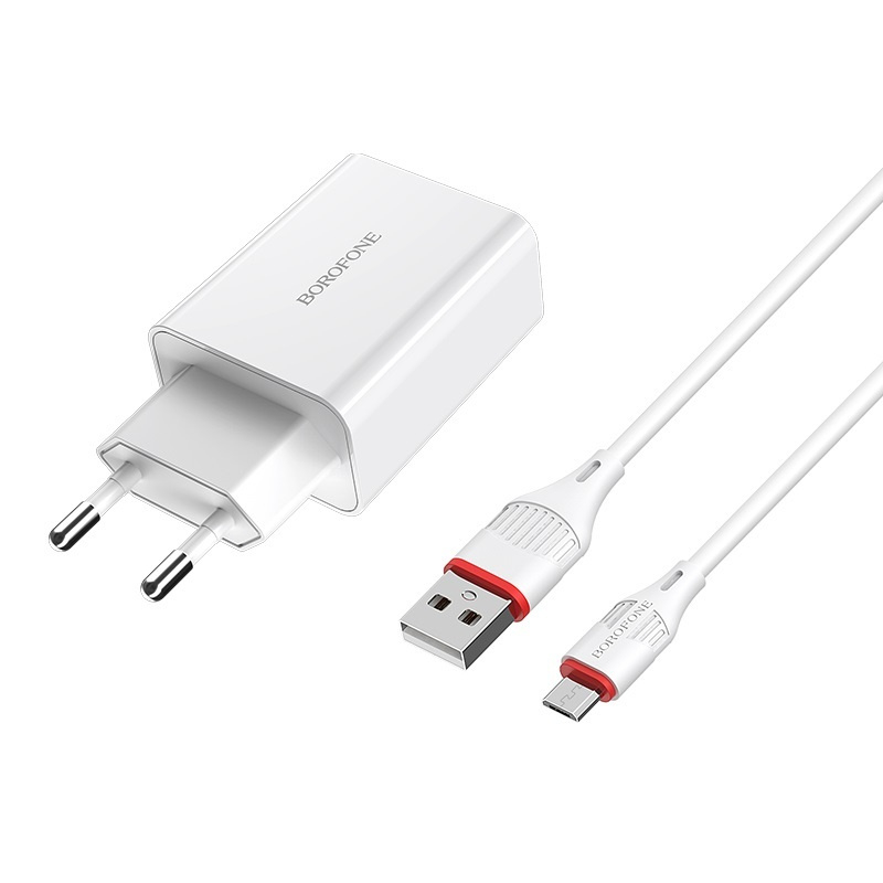 Зарядное устройство Borofone BA21A QC 3.0 18W + Micro Cable White Зарядное устройство Borofone BA21A QC 3.0 18W + Micro Cable White