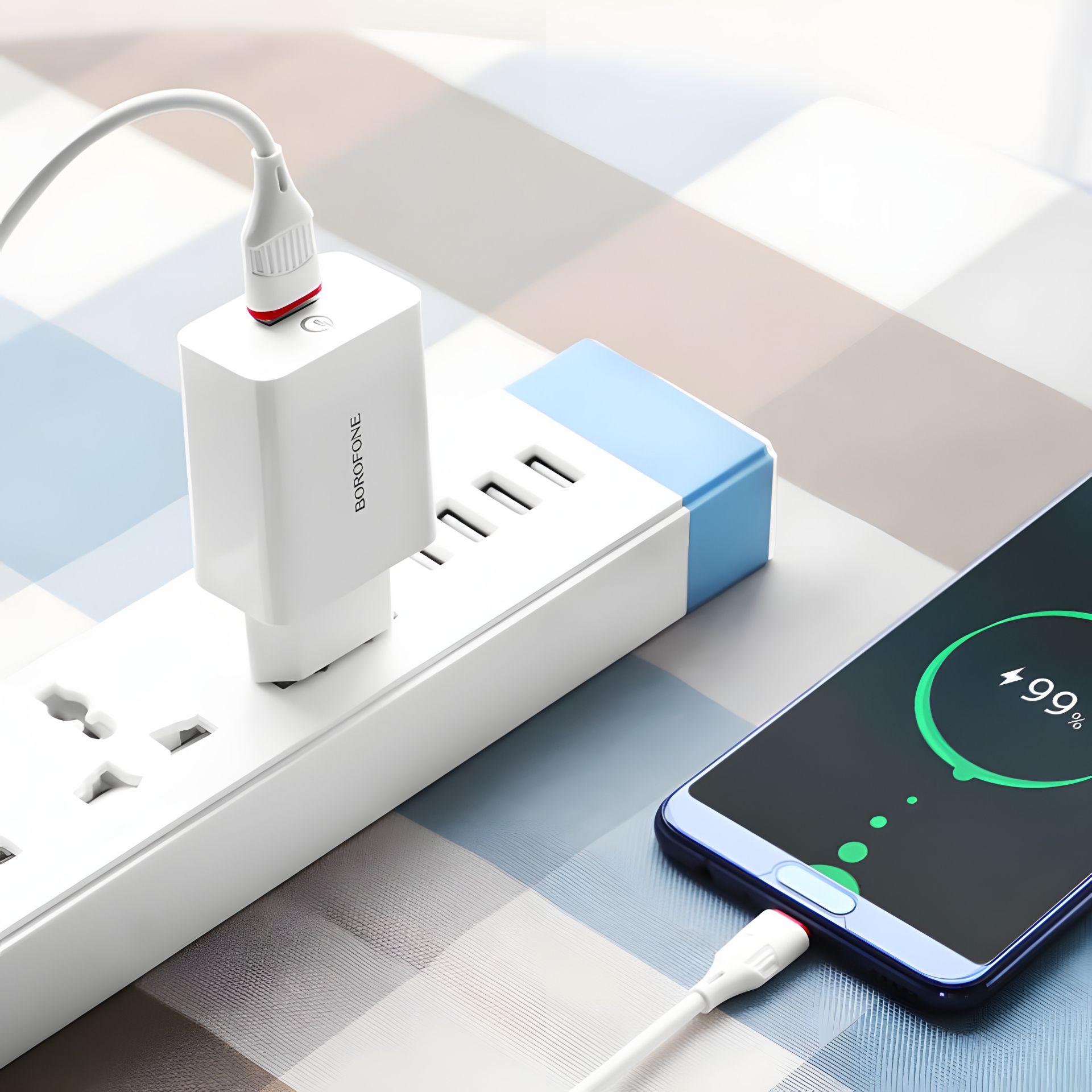 Borofone BA21A зарядний пристрій QC 3.0 18W White Borofone BA21A зарядний пристрій QC 3.0 18W White