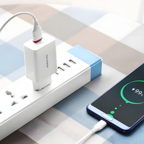 Borofone BA21A зарядний пристрій QC 3.0 18W White Borofone BA21A зарядний пристрій QC 3.0 18W White