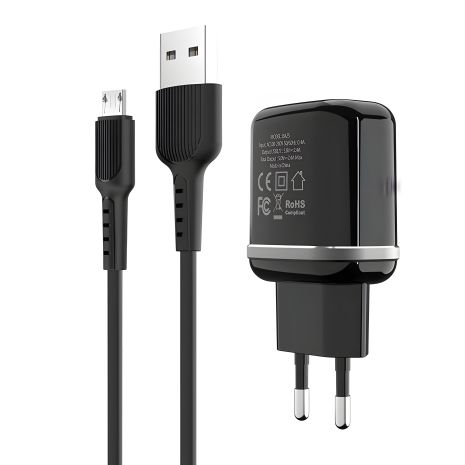 Зарядний пристрій USB 2.4A 2 Borofone BA25A Micro Black