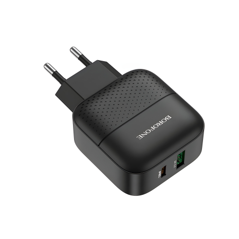 Зарядка Borofone BA46A PD+QC3.0 1USB/3A Черный