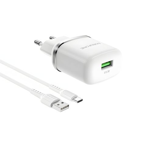 Пристрій зарядний Borofone BA36A Type-C QC3.0 White