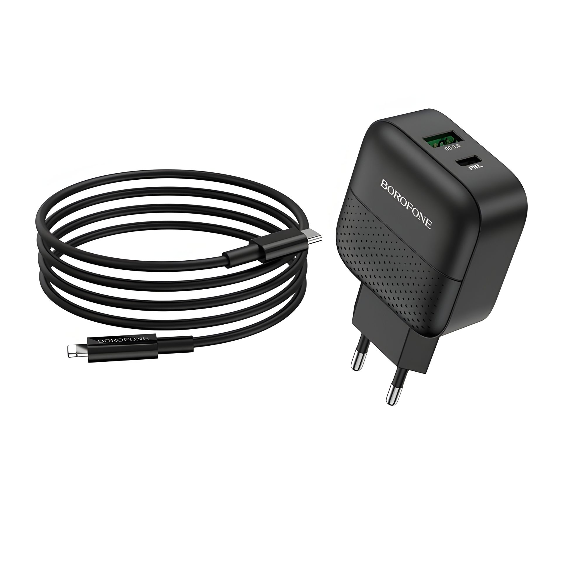 Зарядний пристрій Borofone BA46A PD + QC3.0 Type-C to Lightning Black Зарядний пристрій Borofone BA46A PD + QC3.0 Type-C to Lightning Black