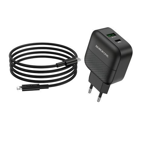 Зарядний пристрій Borofone BA46A PD + QC3.0 Type-C to Lightning Black