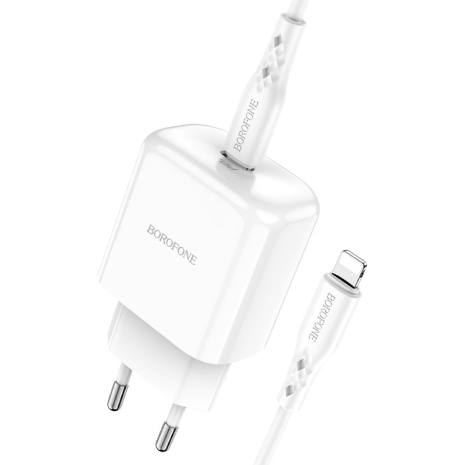 Зарядное устройство Borofone BN3 Premium PD 20W Type-C to Lightning QC3.0 White Зарядное устройство Borofone BN3 Premium PD 20W Type-C to Lightning QC3.0 White