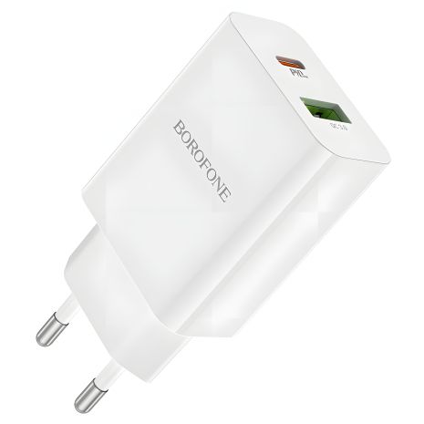 Ще швидший білий зарядний пристрій Borofone BA56A PD 20W + QC3.0