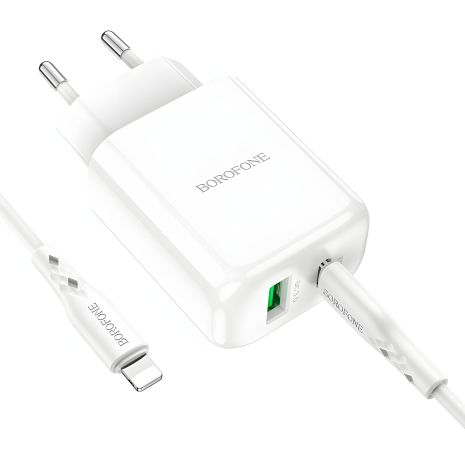 Зарядний пристрій Borofone BN4 PD 20W QC3.0 Type-C to Lightning White