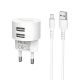 Зарядний пристрій Borofone BA23A Micro 2USB 2.4A White (подвійний USB)