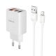 Зарядний пристрій Borofone BA58A Digital Display Lightning 2USB 2.4A White Зарядний пристрій Borofone BA58A Digital Display Lightning 2USB 2.4A White