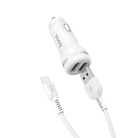 Автомобильное ЗУ Hoco Z27 2USB 2.4A / Type-C White