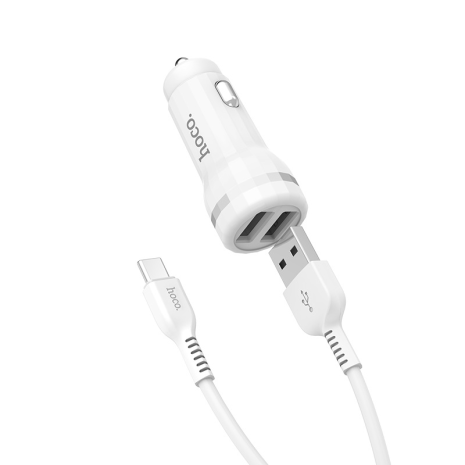 Автомобильное ЗУ Hoco Z27 2USB 2.4A / Type-C White