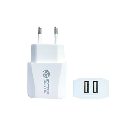 Зарядний пристрій ExtraDigital 2xUSB 220V, 5V 2.1A