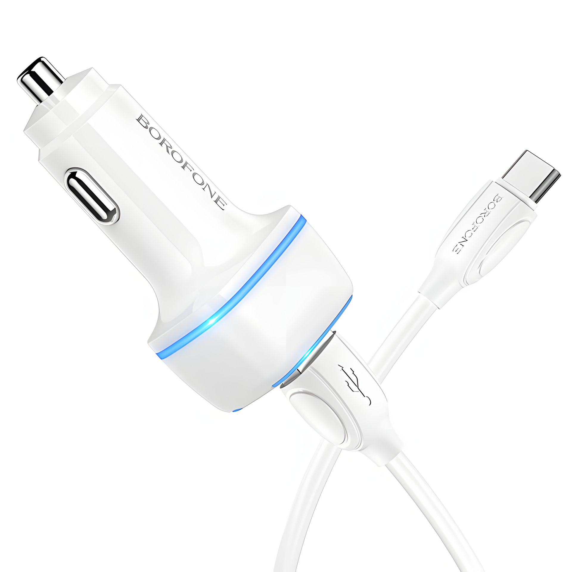 Автомобильное ЗУ Borofone BZ14 Type-C 2USB 2.4A белое Автомобильное ЗУ Borofone BZ14 Type-C 2USB 2.4A белое