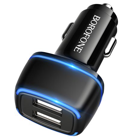 Чорне Автомобільне ЗУ Borofone BZ14 Type-C 2USB 2.4A