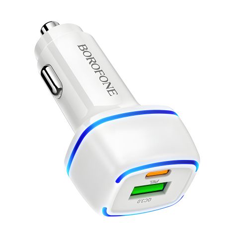Автозарядка Borofone BZ14A PD20W + QC3.0 3A Белый Автозарядка Borofone BZ14A PD20W + QC3.0 3A Белый