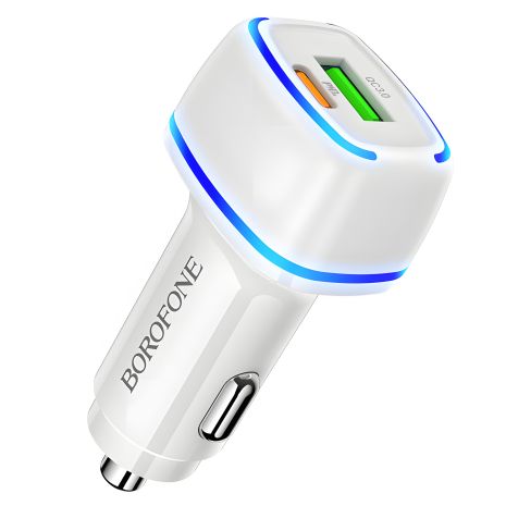 Автомобільне ЗУ Borofone BZ14A PD20W+QC3.0 3A Type-C to Lightning White