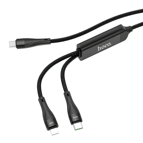 Hoco U102 Super 100W 2-в-1 Type-C to Type-C+Lightning USB Чорний