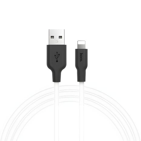 USB кабель Hoco X21 Plus Silicone Lightning 2m Чорно-Білий