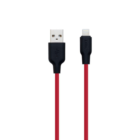 USB Hoco X21 Silicone Lightning Чёрно-Красный