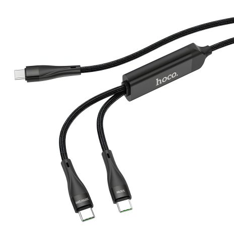USB кабель Hoco U102 Super 2 in1 Type-C to Type-C / Type-C 100W, чорний