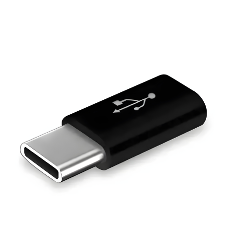 Чорний перехідник MicroUSB(F) на Type-C(M)/адаптер