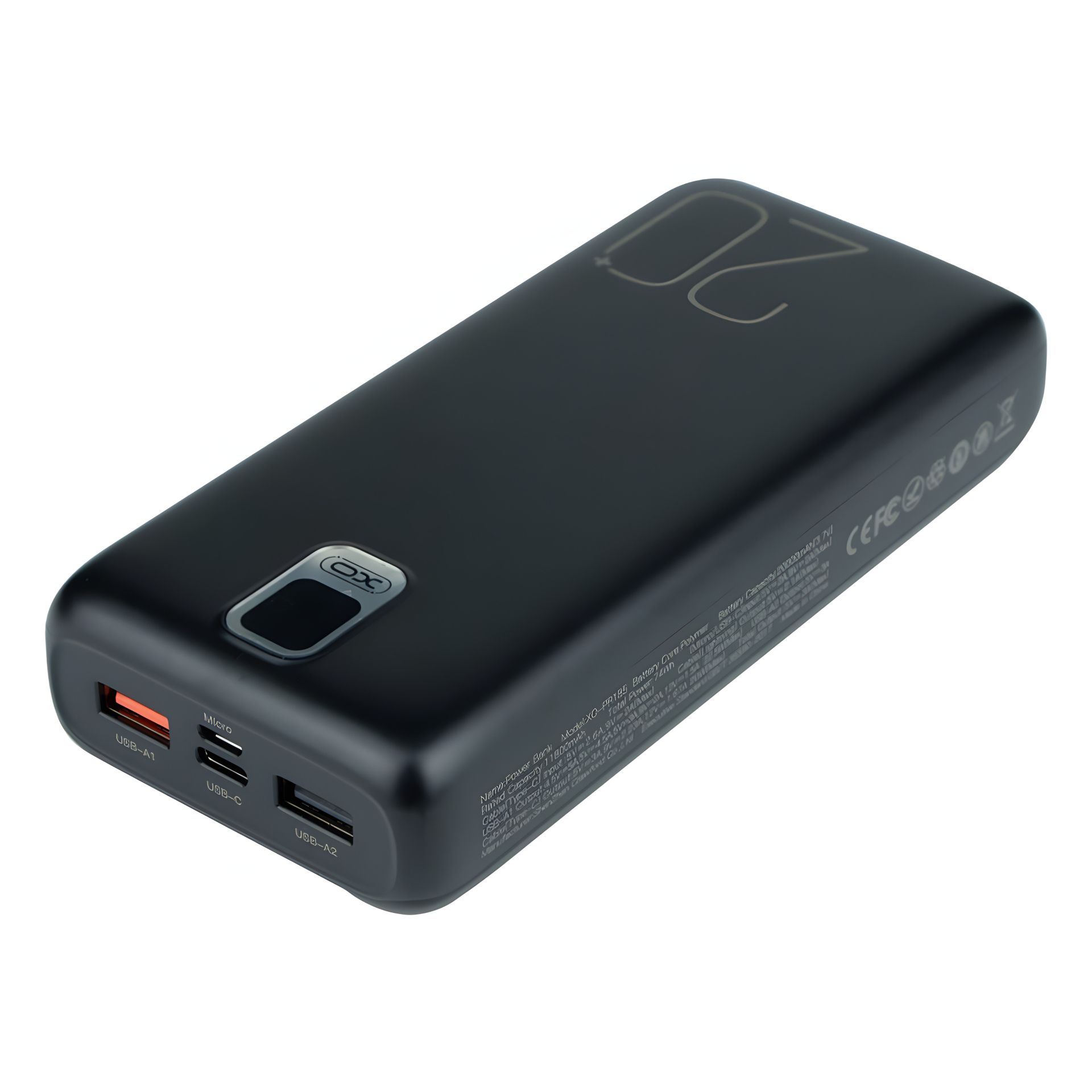 Повербанк XO PR185 + 2 Cable (20000mAh / Out: 2USB-A 22.5W QC3.0, Lightning, Type-C PD 20W / In: micro-USB, Type-C 18W ) с LED Дисплеем, Чёрный Повербанк XO PR185 + 2 Cable (20000mAh / Out: 2USB-A 22.5W QC3.0, Lightning, Type-C PD 20W / In: micro-USB, Type-C 18W ) с LED Дисплеем, Чёрный
