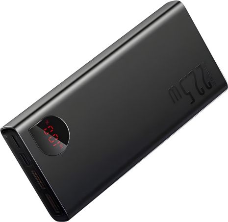 Baseus PPAD 000101 Metal Повербанк (20000mAh / 2USB-A 22.5W QC3.0, Type-C PD 20W Вихід / Lightning, micro-USB, Type-C 18W Вхід) з LED Дисплеєм, Чорний