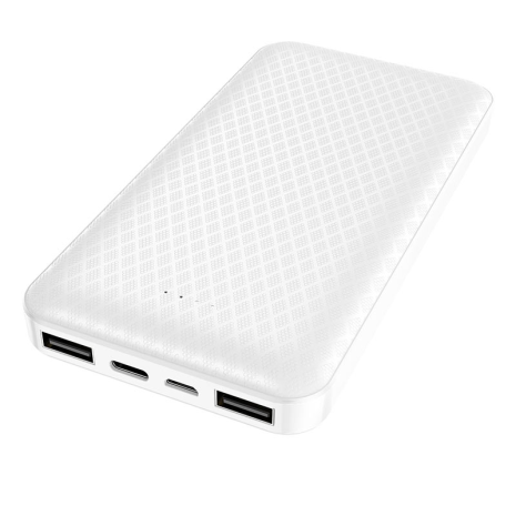 Повербанк Borofone BJ3 Minimalist (10000 mAh/Out: 2USB 5V/2A/In: Type-C, micro-USB 5V/2A) з LED індикатором, Білий