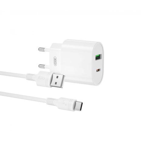 Зарядний пристрій XO L81A EU PD20W+QC3.0 Type-C 2USB 18W White