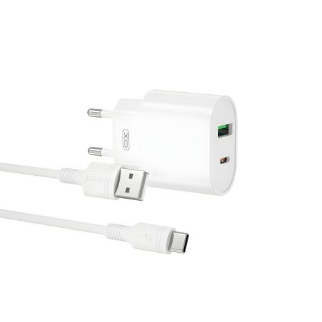 Зарядное устройство XO L81A EU PD20W+QC3.0 Type-C 2USB 18W White
