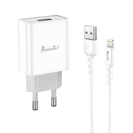 Avantis A825 Білий зарядний пристрій 1USB Lightning