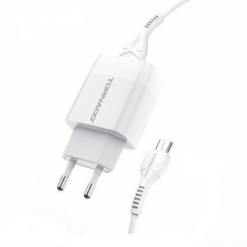 Зарядное устройство 2in1 Tornado TD-15 (QC3.0) 1USB Micro White
