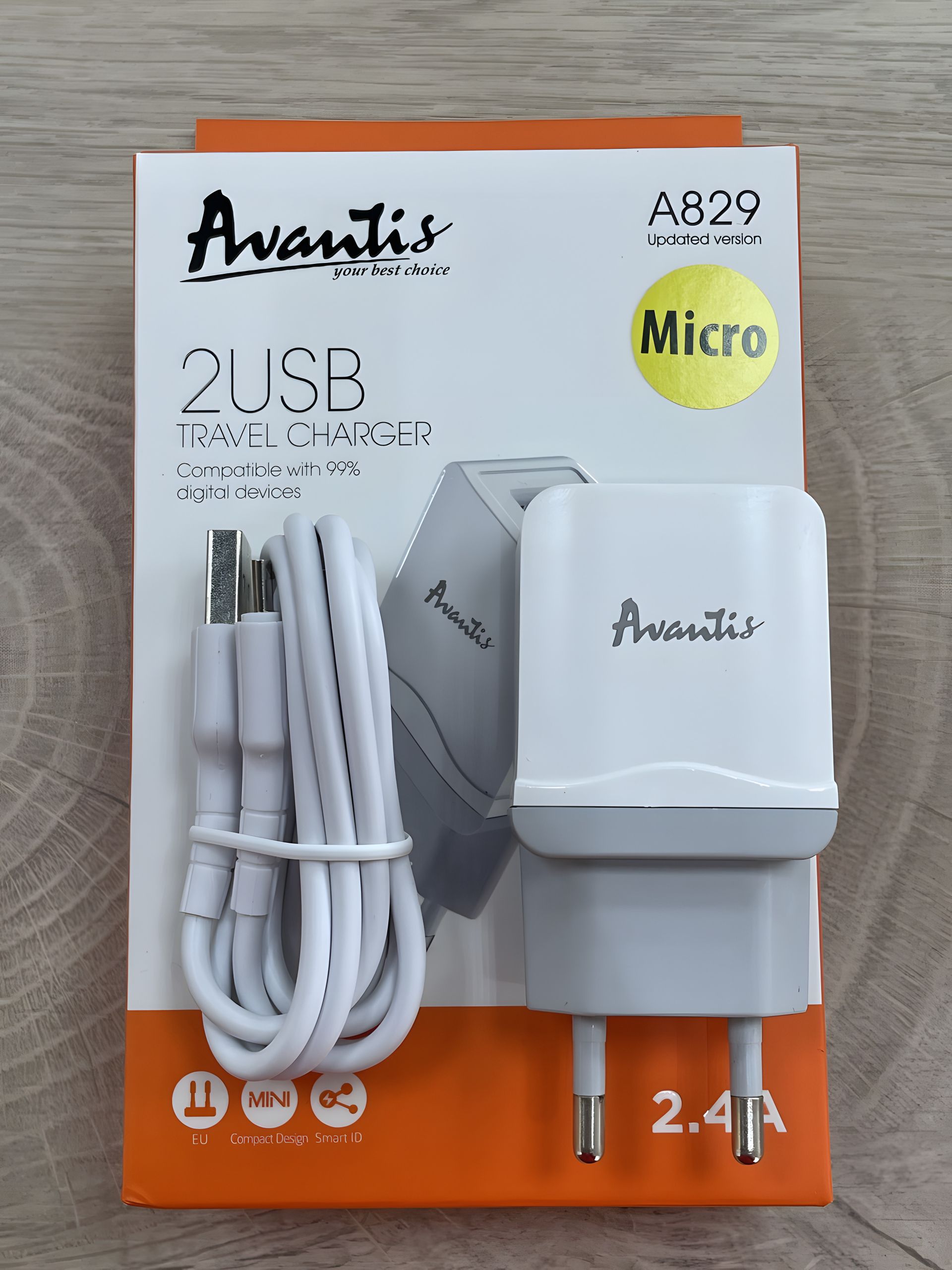 Avantis A829 зарядний пристрій, 2USB Micro, White Avantis A829 зарядний пристрій, 2USB Micro, White