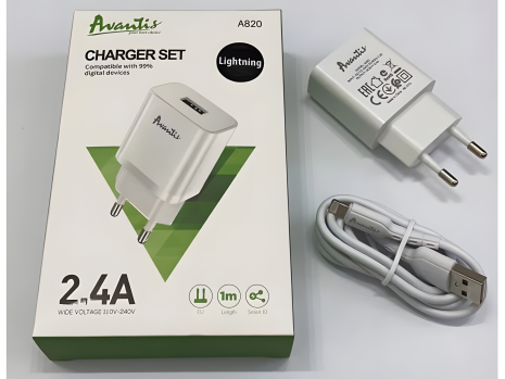 Зарядное Avantis A820 1USB Lightning White устройство