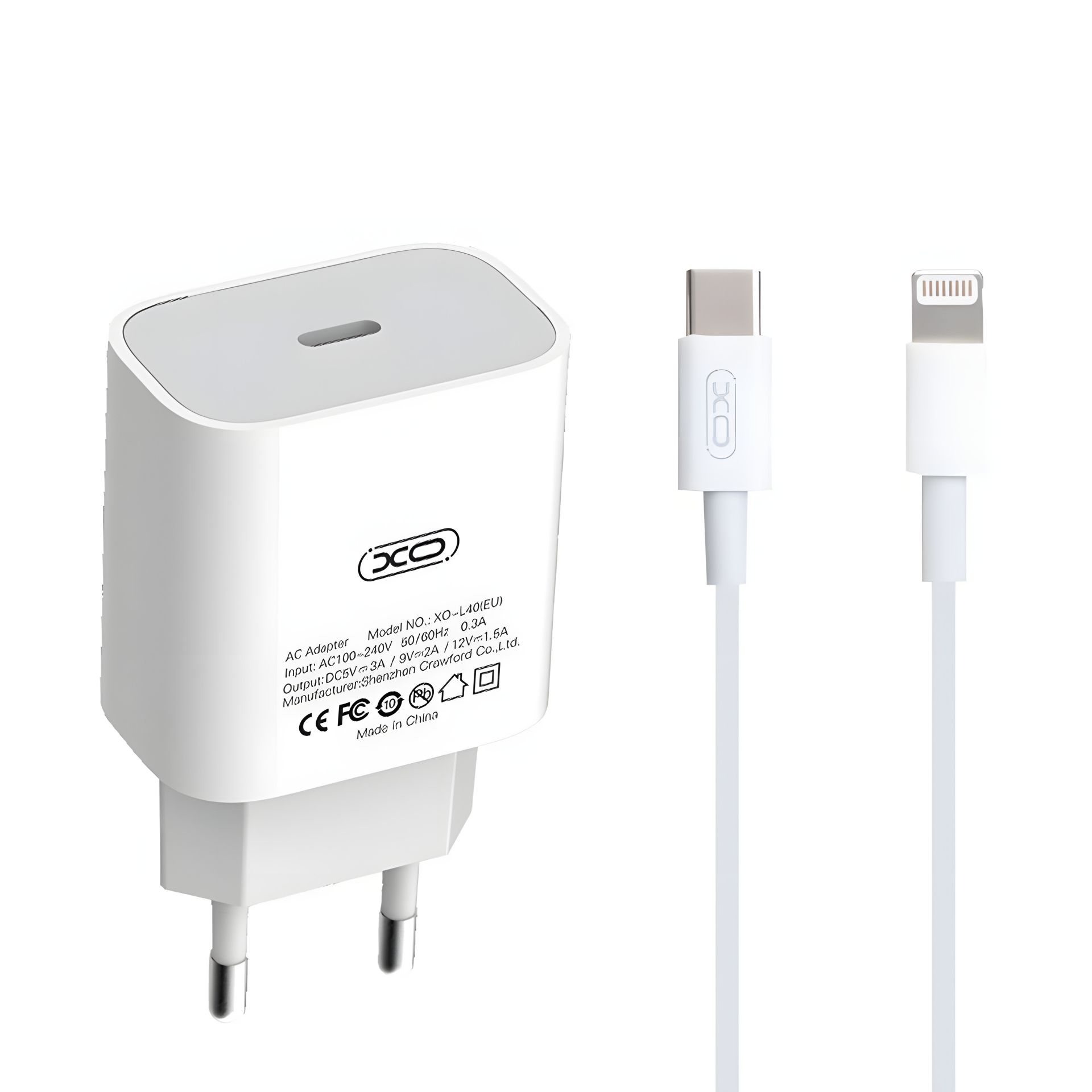 Зарядное устройство XO L40 PD Type-C to Lightning White Зарядное устройство XO L40 PD Type-C to Lightning White