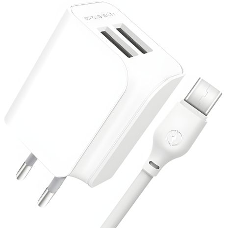 Зарядний пристрій XO L35D Micro 2USB 2.1A White