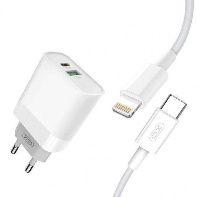 Зарядний пристрій XO L64 Type-C to Lightning QC3.0 18W White Зарядний пристрій XO L64 Type-C to Lightning QC3.0 18W White