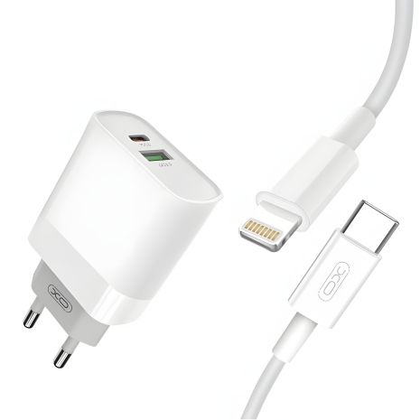 Xo L64 Зарядное устройство Type-C to Lightning QC3.0, 18W, White
