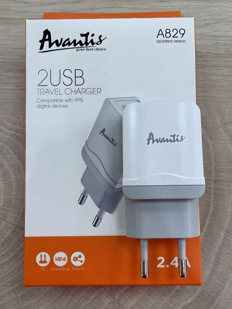 Avantis A829 Білий зарядний пристрій 2USB