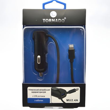 Зарядное устройство автомобильное Tornado TD-11 Lightning 2.4A Черное