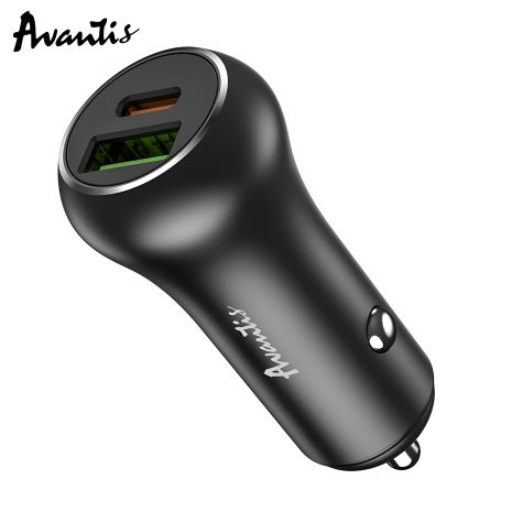 Автомобільне зарядне Avantis   A918PD 38W (PD20W+QC3.0) Black