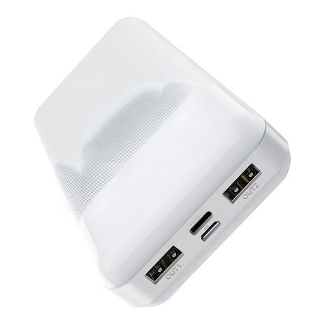 Повербанк Hoco J72A Easy travel (20000 mAh/Out: 2USB 5V/2A/In: Type-C, micro-USB 5V/2A) з LED індикатором, Білий